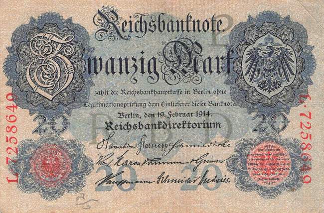 20 Mark 1914 ro.47b P/L